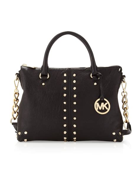 michael kors black shoulder handbags|Michael Kors black studded bag.